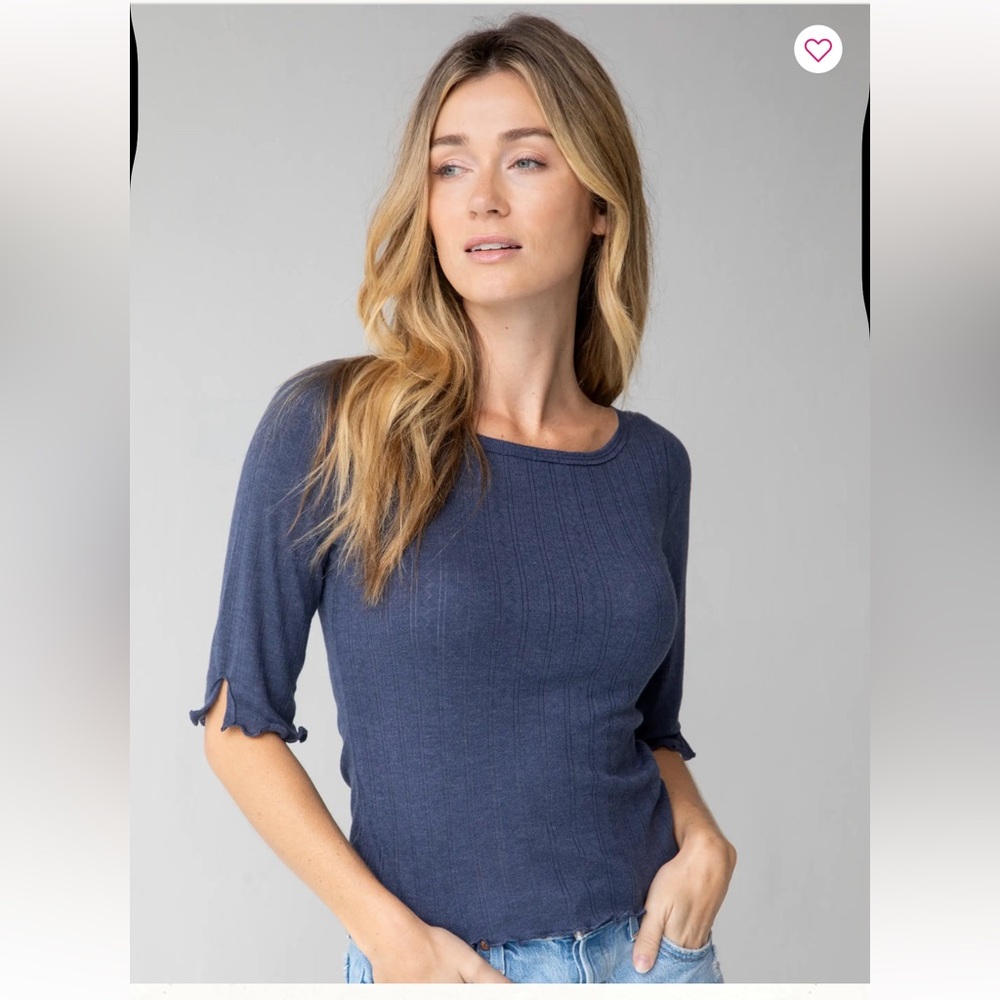 NATURAL LIFE Blue Ribbed Blouse